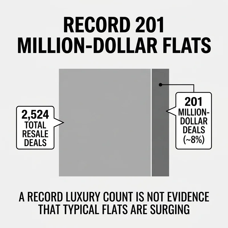 Million-dollar flats represent about 8% of transactions and do not mean prices across the board are surging.
