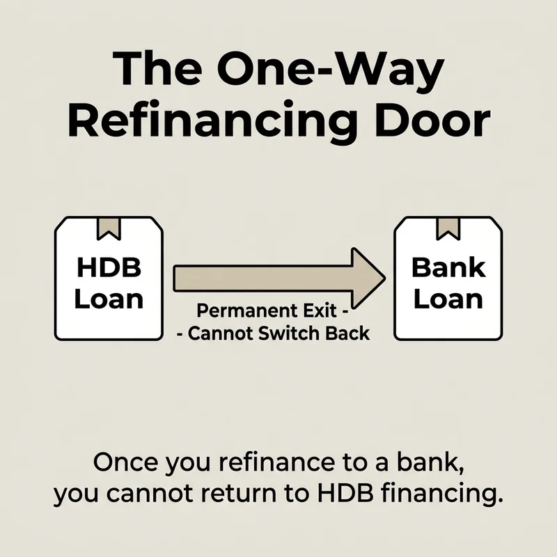 Switching from an HDB loan to a bank loan is permanent and irreversible for that flat.