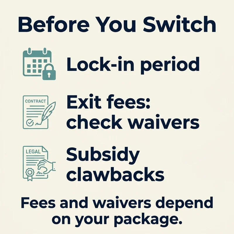 Bank-loan exit fees and subsidy clawbacks depend on the package; check sale waivers and separate terms.