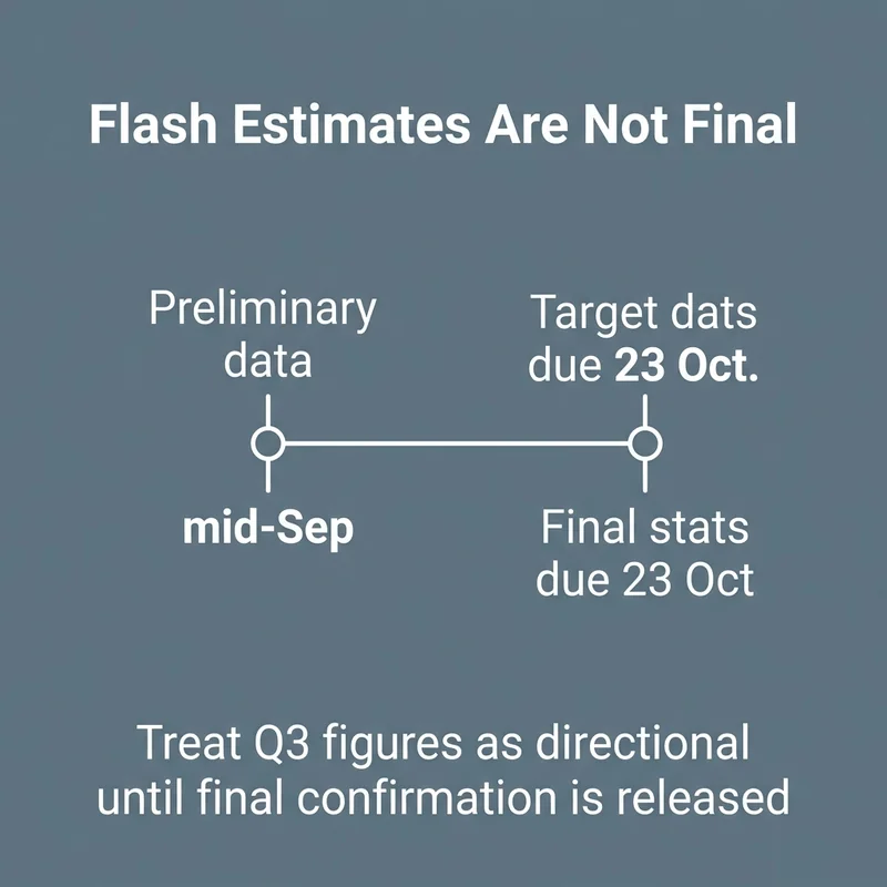 Flash estimates are preliminary figures compiled before final statistics are released on 23 October 2026.